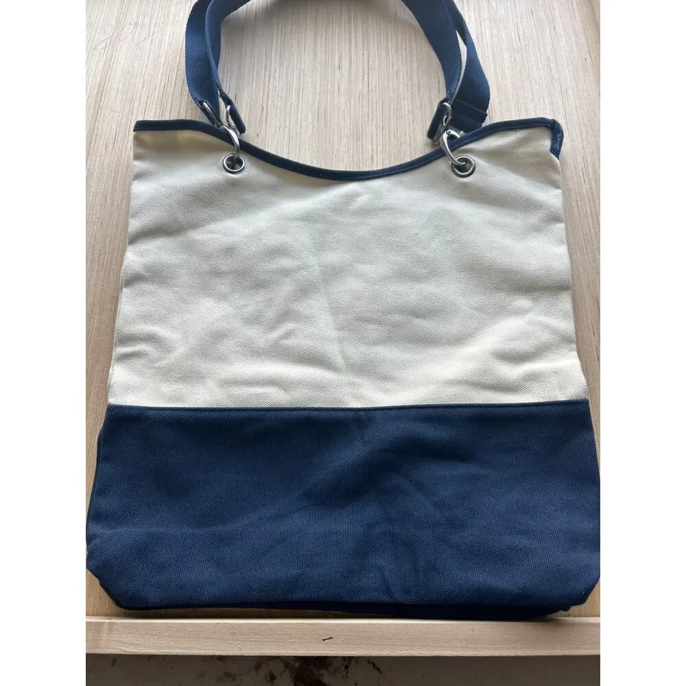 Canvas Crew by Thirty One Tote Bag Natural Navy